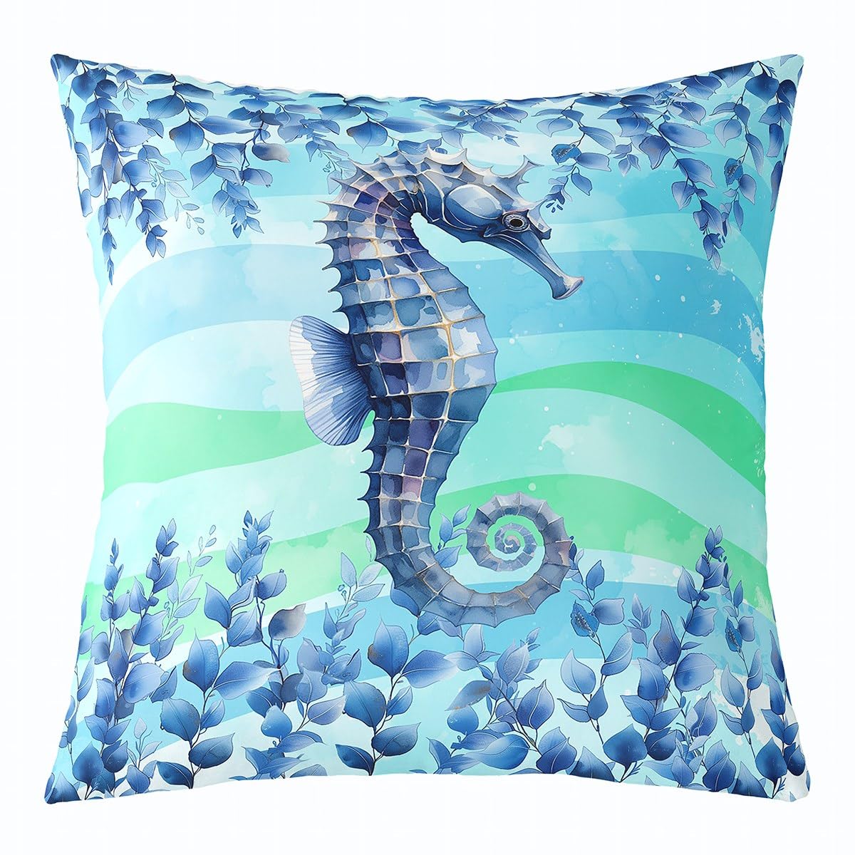Amazon.com: Seahorse Pillow Cover 16x16 Inch Blue Plants Tie Dye